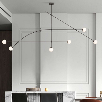 6-Light Pendant Ceiling Lights Simplicity Style Globe Shape Metal Chandelier Lighting