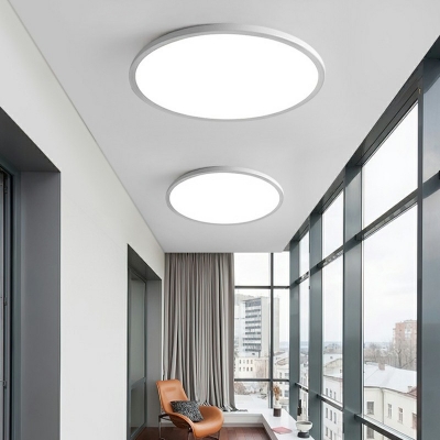 Contemporary Flush Mount Ceiling Light Waterproof White Round LED Lighting for Balcony