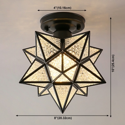 Glass 1 Light Close to Ceiling Lamp Traditional Semi-Flush Mount Ceiling Light for Living Room