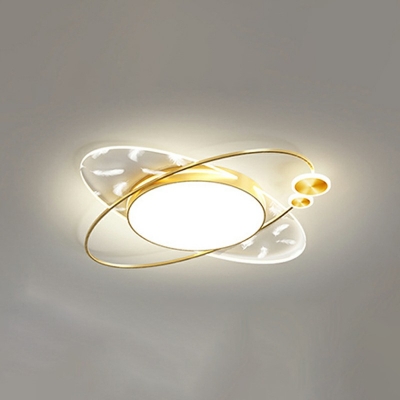 Gold Rectangular Flush Mount Lights Modern Style Metal 4 Lights Flushmount Lighting