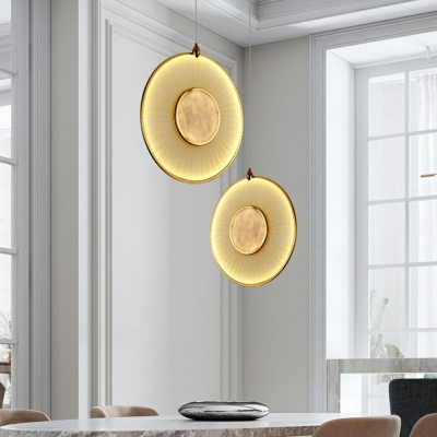 Ring-Shaped Pendant Light Kit Modern Style Silk 1-Light Pendant Ceiling Lights in Gold
