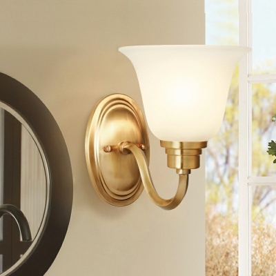 Wall Mounted Lamps White Glass Shade Flush Mount Wall Sconce for Bedroom