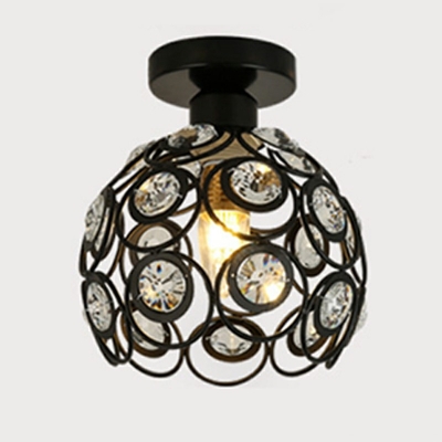 1-Light Flush Mount Lighting Minimalist Style Ball Shape Metal Ceiling Light