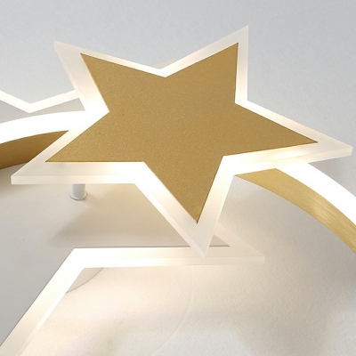 3-Light Flush Mount Pendant Light Kids Style Star Shape Metal Ceiling Mounted Fixture