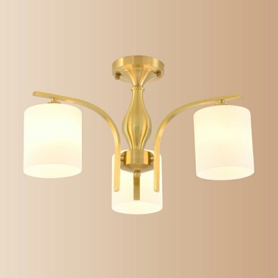 3-Light Semi Flush Mount Lights Traditional Style Cylinder Shape Metal Ceiling Mounted Fixture