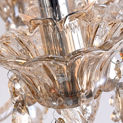 Beveled K9 Crystal Scalloped Chandelier Light European Style 8-Lights Chandelier Lights in Gold
