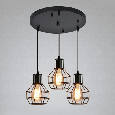 Black Shade Down Lighting Suspension Pendant for Dining Room Cafe