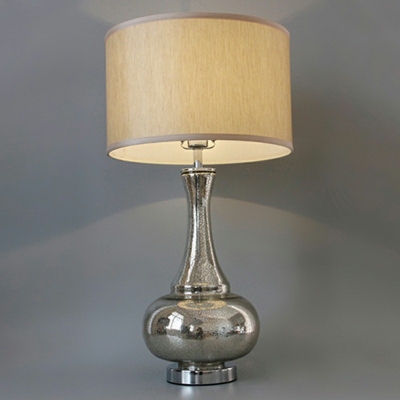 Contemporary Glass Night Table Lamps Slub Cotton Desk Lamp for Bedroom
