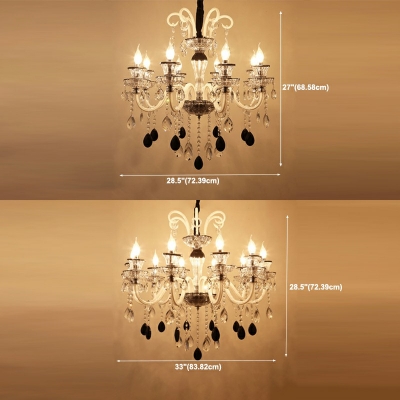 Crystal Candlestick Chandelier Lighting Fixtures European Style 8 Lights Chandelier Light Fixtures in Black