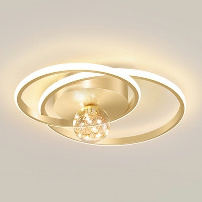 Gold Circular Ceiling Mount Light Modern Style Metal 3 Lights Flush Mount Lighting Fixture