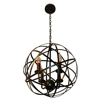 Metal Orbit Hanging Chandelier Modern Style 4-Lights Chandelier Lights in Black