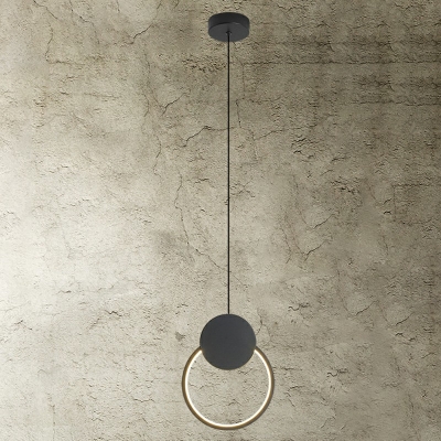 Metal Sphere Pendant Light Fixture Modern Style 1 Light Hanging Pendant Lights in Black