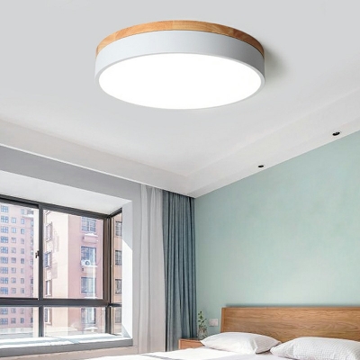 Minimalism Wood Macaron Flush Mount Ceiling Lights LED Close to Ceiling Lamp for Bedroom