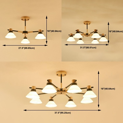 Modern Minimalist Suspended Lighting Fixture Basic Wood Chandelier Pendant Light for Living Room