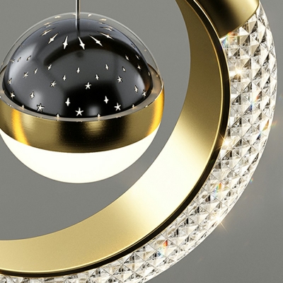 Nordic Ring-Shaped Hanging Pendant Lights Metal and Acrylic Down Lighting Pendant