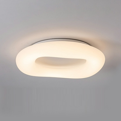 Round Led Flush Mount Ceiling Light Fixtures White Modern Close to Ceiling Lamp for Bedroom