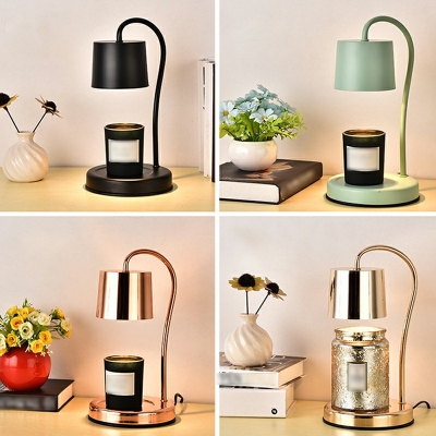Single-Bulb Macaron Cylinder Nightstand Lamp Metal Bedroom Table Light(Without Aromatherapy Candles)