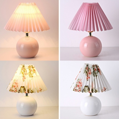 Vintage Ceramic Table Lamp 1 Head Fabric Lampshade Reading Light for Bedroom