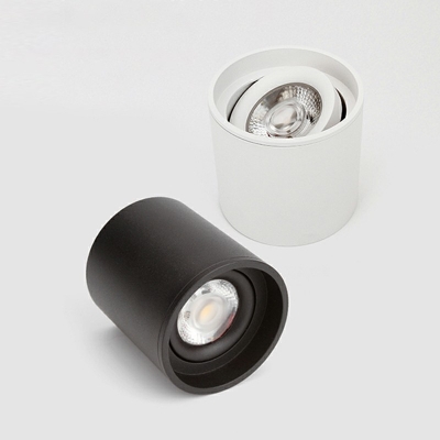 1 Light Cylinder Flush Mount Light Modern Style Metal Flush Mount Light Fixture in Black