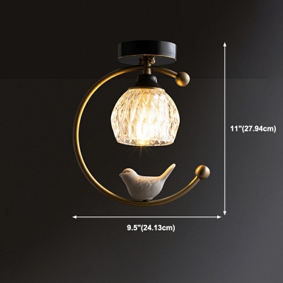 1-Light Flush Mount Ceiling Light Contemporary Style Globe Shape Metal Ceiling Light Fixtures