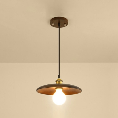 1-Light Suspension Lamp Minimalism Style Cone Shape Wood Hanging Ceiling Light