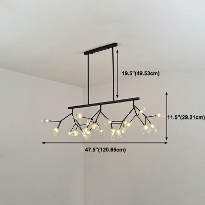 27-Light Island Ceiling Lights Contemporary Style Branches Shape Metal Warm Light Pendant Lighting