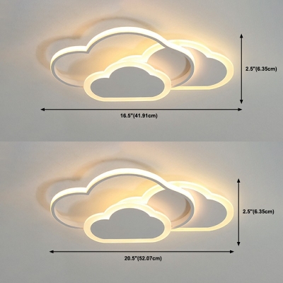 3-Light Flush Mount Lamp Kids Style Cloud Shape Metal Close To Ceiling Light