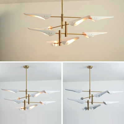 8-Light Hanging Pendant Lights Contemporary Style Linear Shape Metal Chandelier Lighting