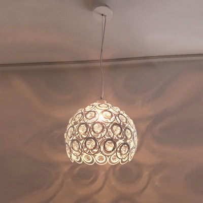 Globe Pendant Lamp Modern Style Crystal 1 Light Pendant Ceiling Lights in White