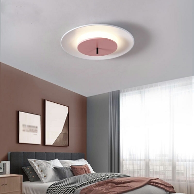 Macaron Warm Light Flush Mount Ceiling Light Fixture Modern Minimalist Close to Ceiling Lamp for Bedroom