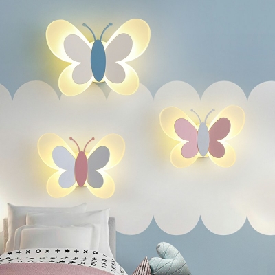 Nordic Butterfly Sconce Light Fixture Acrylic and Metal Wall Sconce Lighting