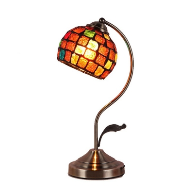 Tiffany Metal and Glass Table Lamp Globe and Geometric Table Lamp for Bedroom