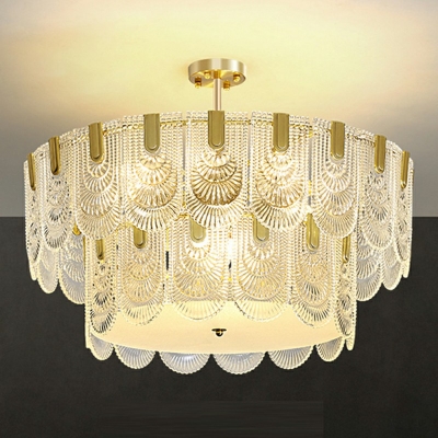 Traditional Style Cylinder Chandelier Lighting Glass 6 Lights Chandelier Pendant Light