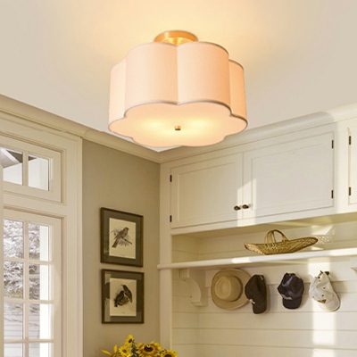 White Drum Close to Ceiling Lighting Fixture Modern Simplicity Close to Ceiling Lamp for Bedroom