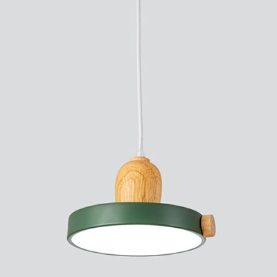 1-Light Down Lighting Pendant Contemporary Style Cylinder Shape Wood Pendulum Lights