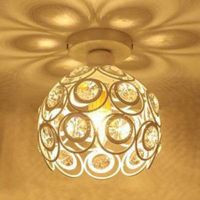1-Light Flush Mount Lighting Minimalist Style Ball Shape Metal Ceiling Light