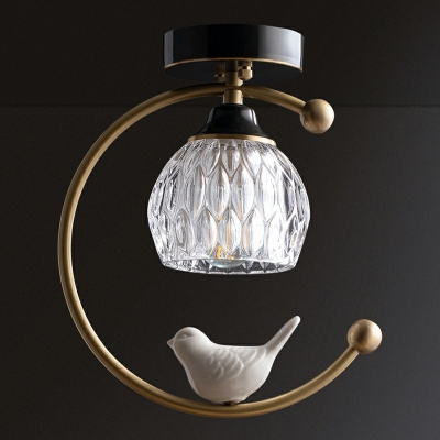 1-Light Flush Mount Lighting Modernist Style Globe Shape Metal Ceiling Mounted Fixture