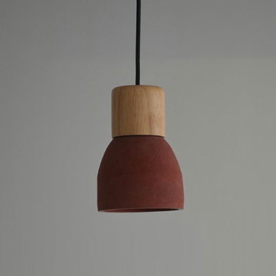 1-Light Suspension Lamp Contemporary Style Dome Shape Wood Hanging Light Kit