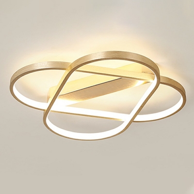 2-Light Flush Mount Ceiling Light Contemporary Style Oval Shape Metal Ceiling Mounted Fixture