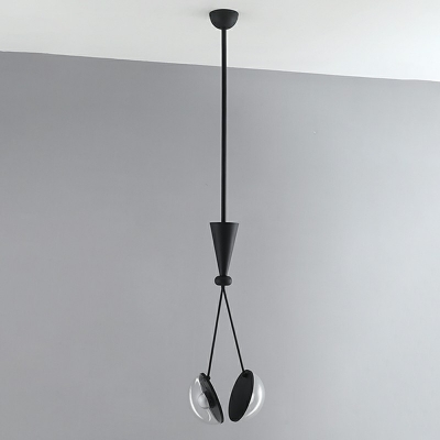 2 Lights Modern Chandelier Lighting Fixtures Black Minimalist Hanging Chandelier for Bedroom
