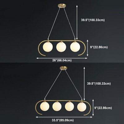 3-Light Hanging Pendant Lights Retro Style Globe Shape Metal Over Island Lighting