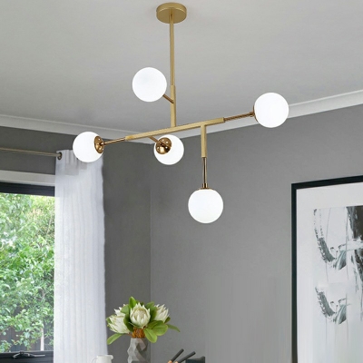 5-Light Pendant Lighting Contemporary Style Globe Shape Glass Ceiling Hung Fixture