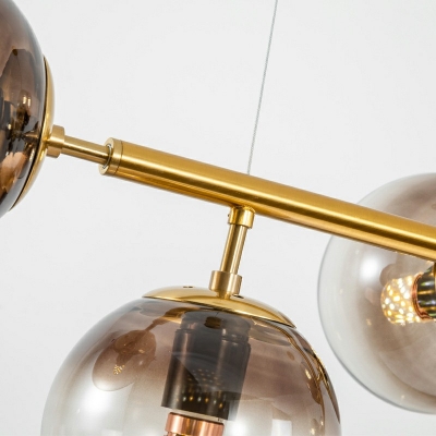 6-Light Hanging Island Lights Contemporary Style Globe Shape Metal Chandelier Light