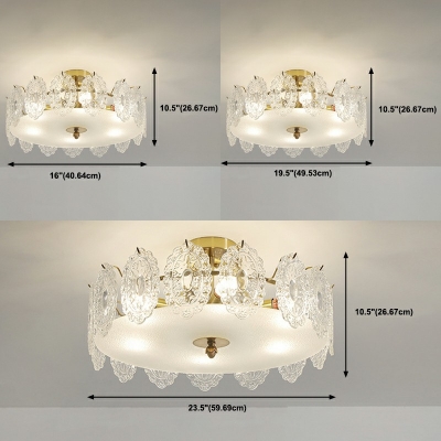 6-Light Semi Mount Lighting Traditional Style Drum Shape Metal Ceiling Mounted Fixture