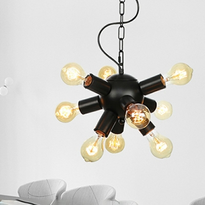 Black Metal Suspension Pendant Light Modern Minimalist Chandelier Lamp For Living Room