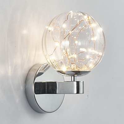 Industrial Warm Light Globe Wall Mounted Light Fixture Glass Wall Sconce Lighting
