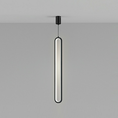 Metal Oval Pendant Light Kit Modern Style 1-Light Hanging Ceiling Light in Black