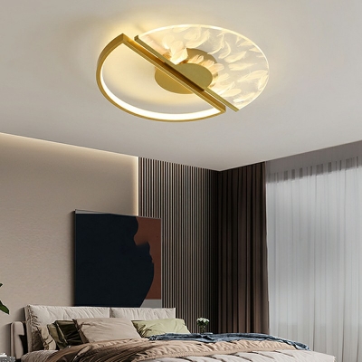 Modern Style Circular Flush Mount Lamp Metal 2-Lights Flush Mount Light in Gold