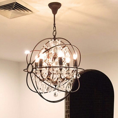 Modern Style Globe Chandelier Lamp Crystal 4 Lights Chandelier Light Fixture in Black