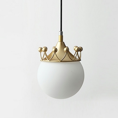 Nordic Crown Tapered Pendant Light Frosted White Opal Glass Ceiling Pendant Light